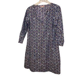 marie eiffel Shelter Island French Chic cotton Block print tunic shirt dress M